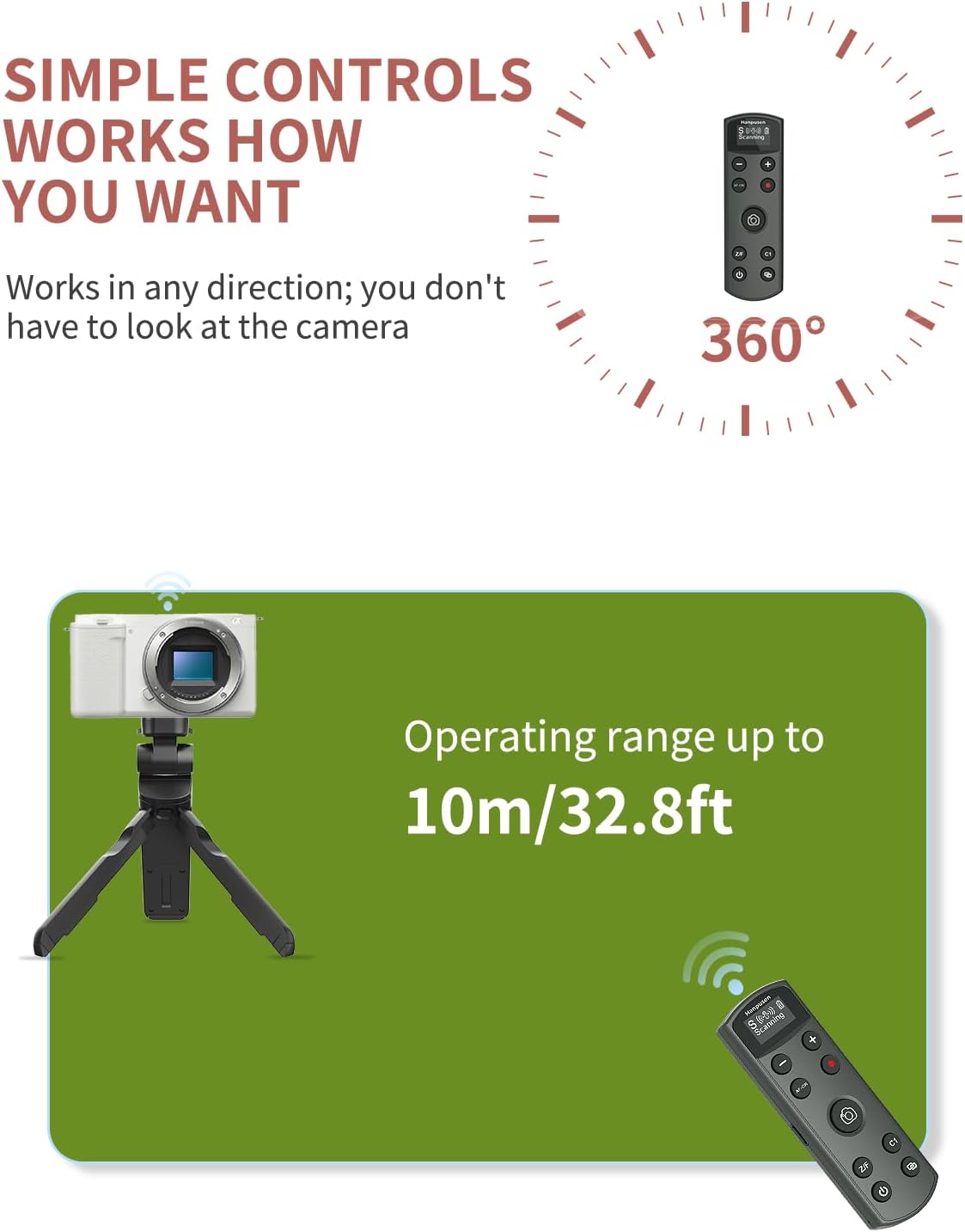 Thumbnail 4 de Hanjpusen Wireless Shutter Remote for Sony Cameras with OLED Screen (Rechargeable) – Replaces RMT-P1BT