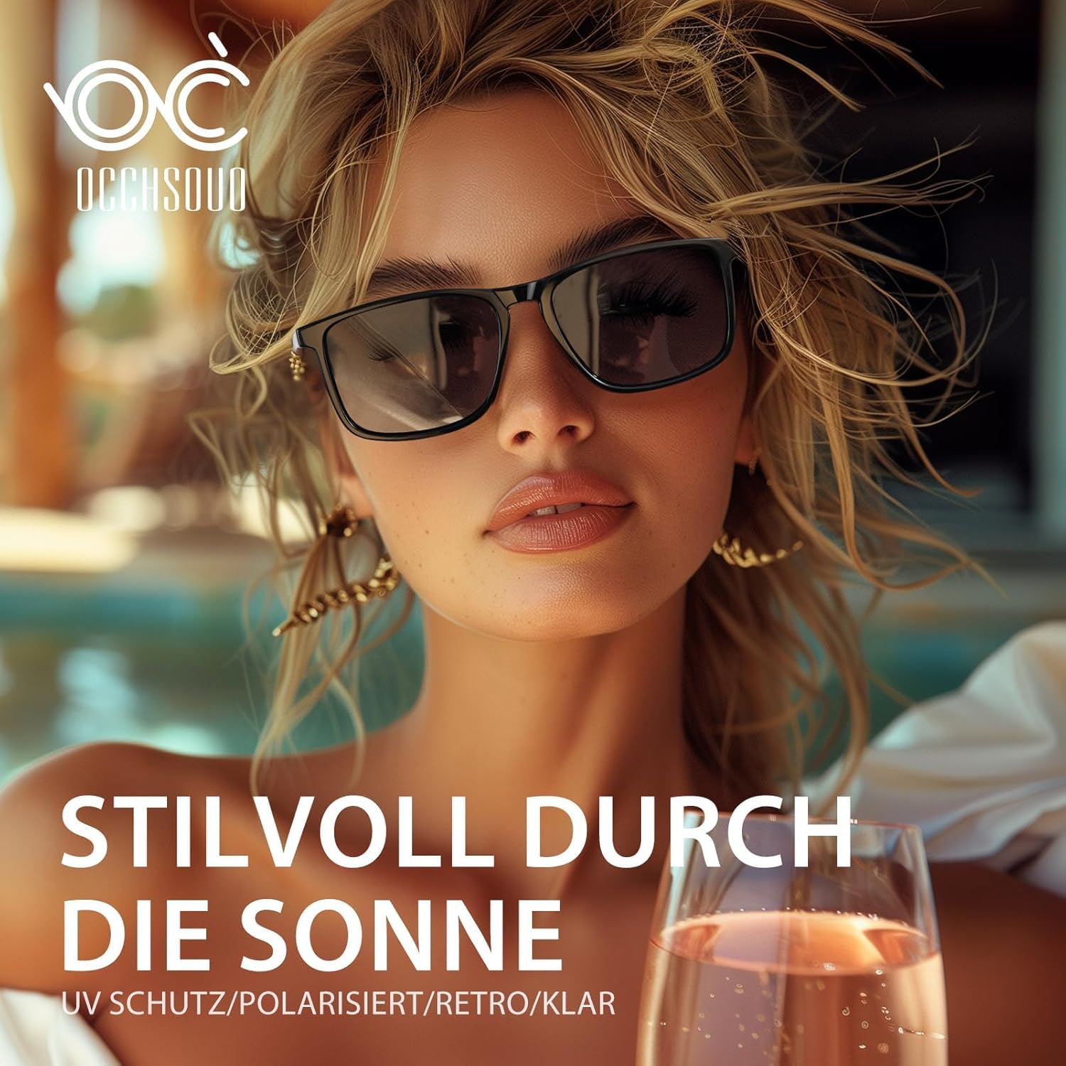 Detalle de Occhsouo Polarisiert Sonnenbrille – UV400 Schutz, TR90 Leichtgewicht, CAT 3, Schwarz