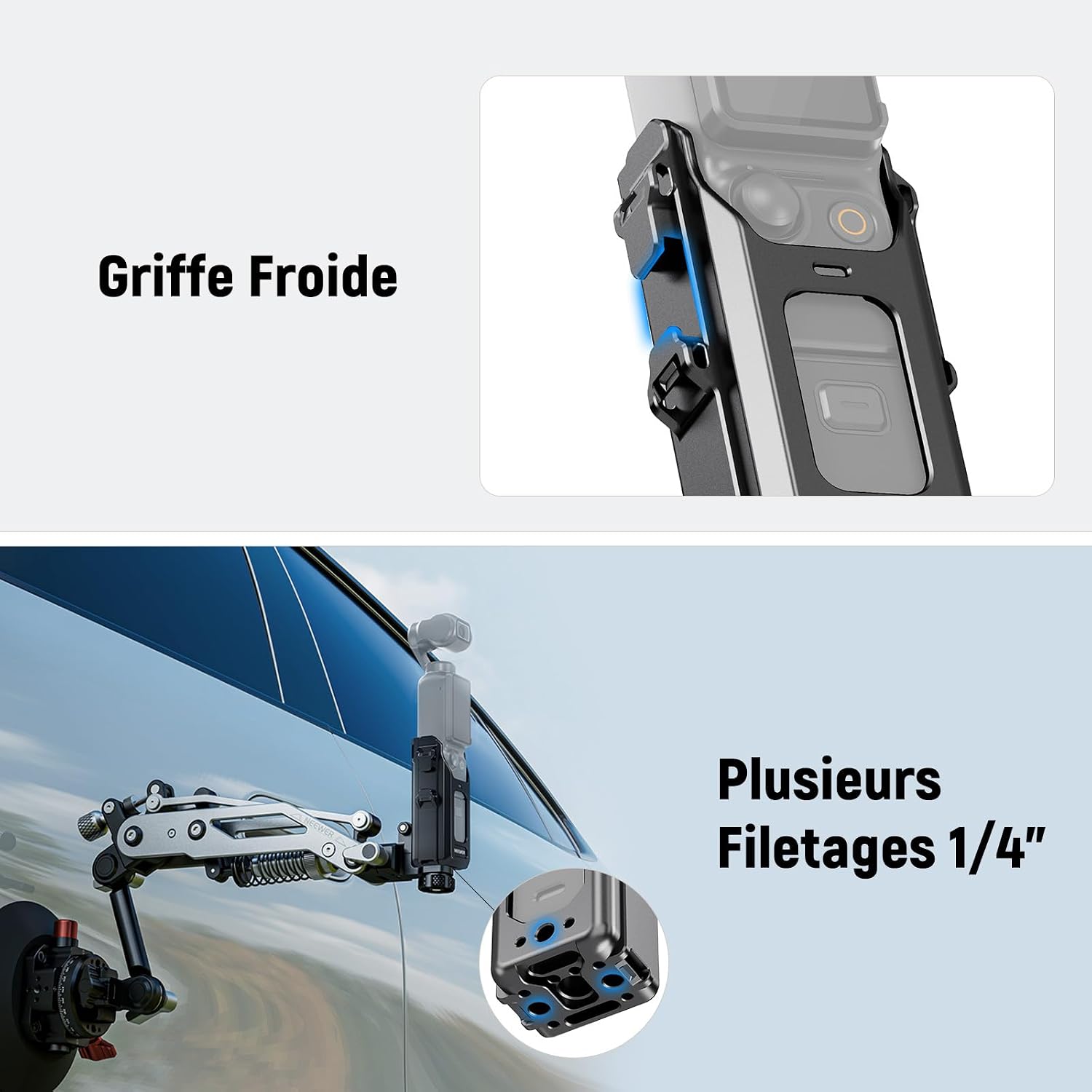 Detalle de NEEWER Cage Pocket 3 – cage tout-en-un en alliage d’aluminium pour DJI Osmo Pocket 3