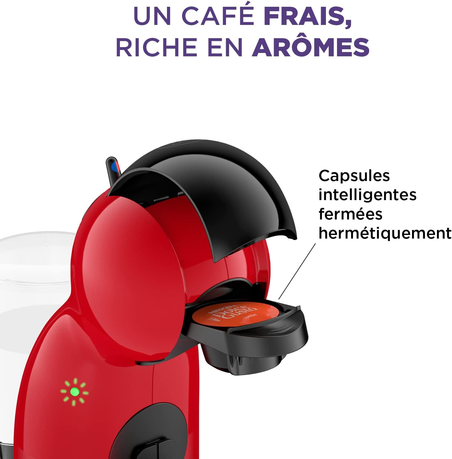 Thumbnail 3 de Nescafé Dolce Gusto Krups Piccolo XS Rouge KP1A3510 : machine à capsules compacte (15 bars) pour boissons froides ou chaudes