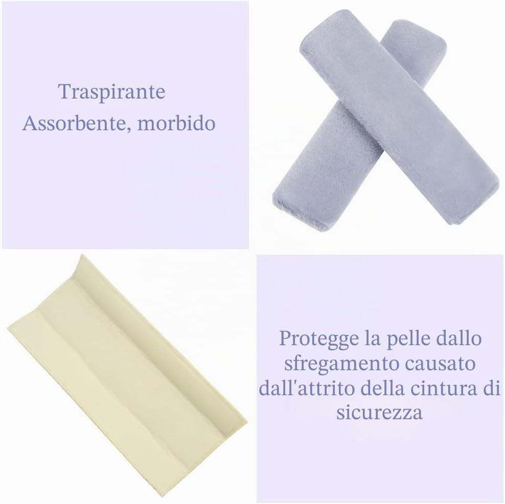 Thumbnail 2 de AOMIG Imbottitura Cintura Sicurezza – Coprileve morbido in 2 pezzi, grigio