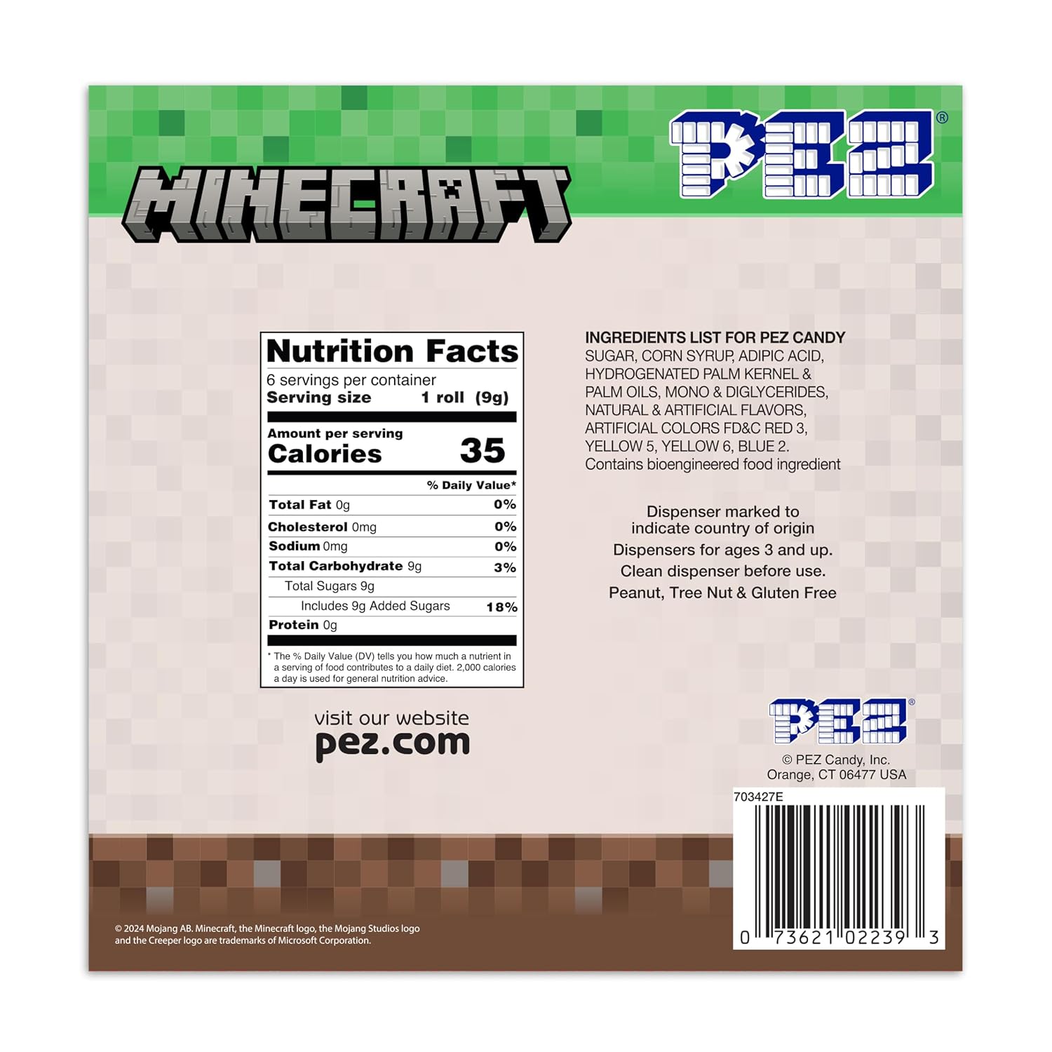 Detalle 2 de PEZ Minecraft Gift Set with Four Dispensers and Six Fruit Candy Refills