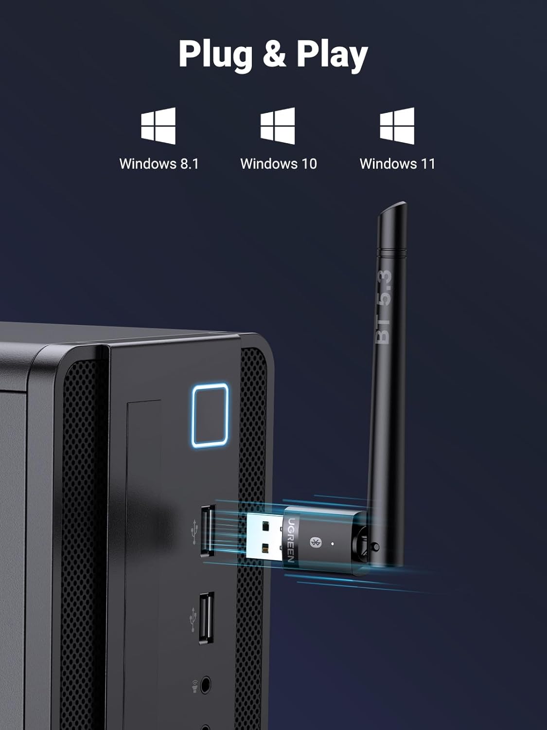 Thumbnail 2 de UGREEN USB-Bluetooth-Adapter für PC mit großer Reichweite und Bluetooth 5.3 (Windows 11/10/8.1)