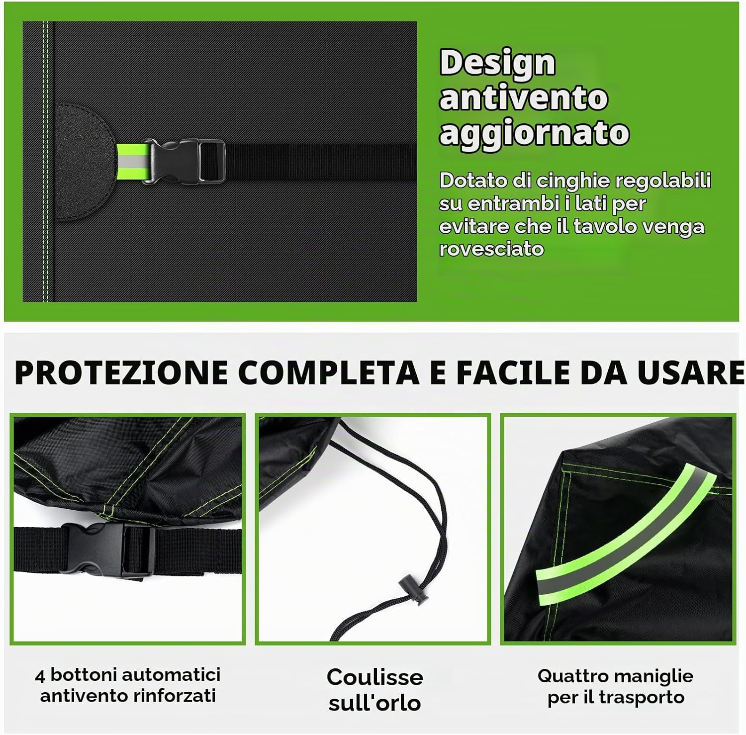 Detalle de QCCQ Copertura per Mobili da Giardino Impermeabile 200x100x75 cm, Nero