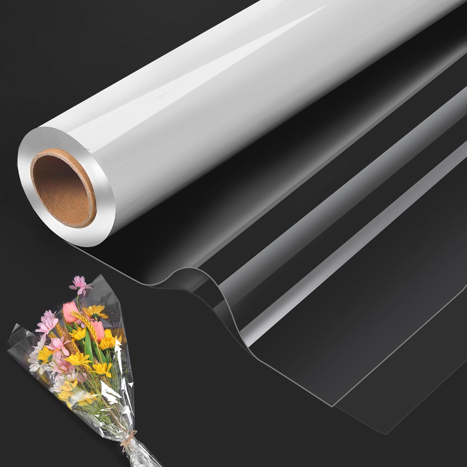 Detalle de HuiCloud 80cm x 30m Clear Cellophane Wrap Roll – Extra Wide Gift Wrapping for Gifts, Hampers & Floristry