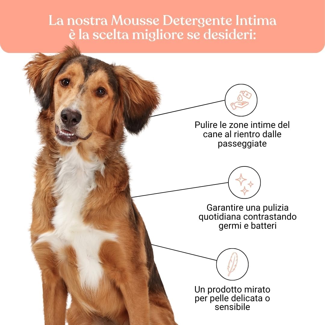 Detalle de Bau Mousse Detergente Intimo per Cani senza Risciacquo con Camomilla e Aloe Bio