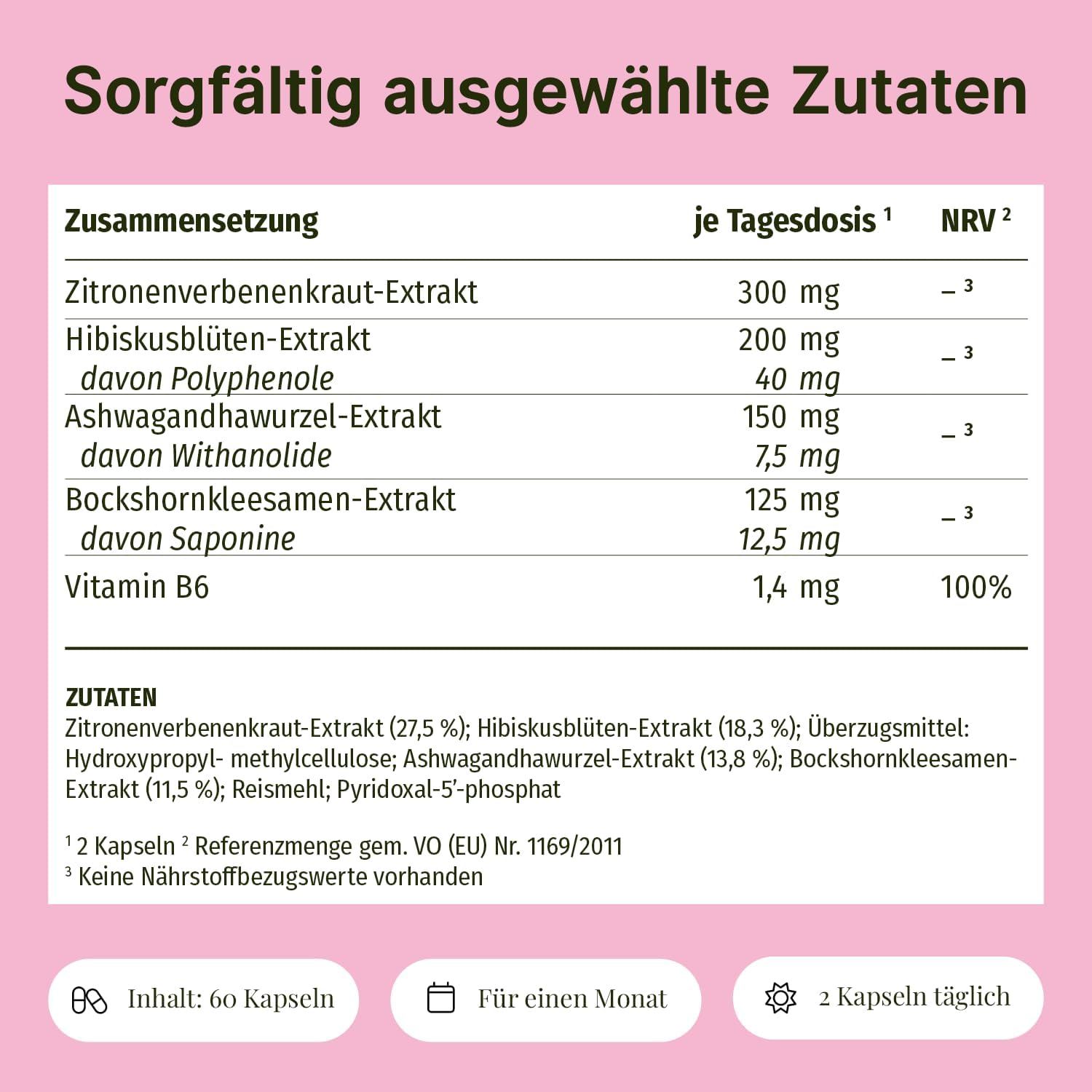 Detalle 2 de LEAF HARMONY BALANCE Balance-Kapseln für Frauen mit Vitamin B6, Ashwagandha, Pinienrinde & Ginkgo – 60 vegane Kapseln