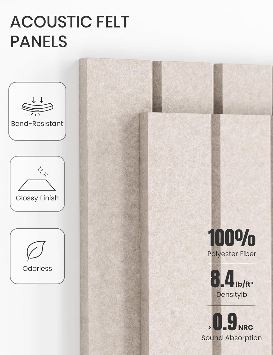 Detalle de Fluxynara Fine Stripe Felt Bulletin Board Tiles, 6-Pack, Oatmeal