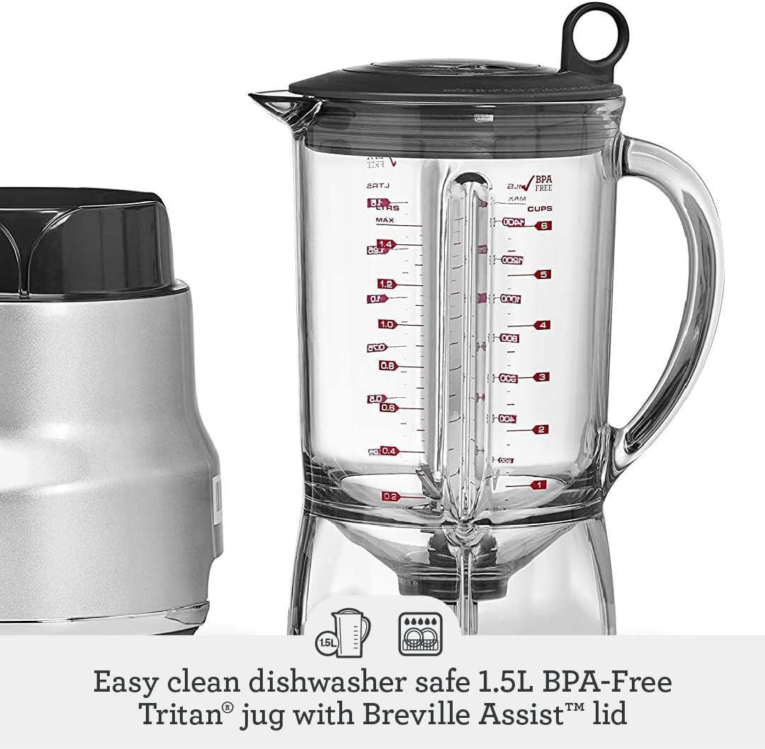 Detalle de Breville BBL620SIL Fresh and Furious Blender, Silver, 1.5 L Tritan Jug