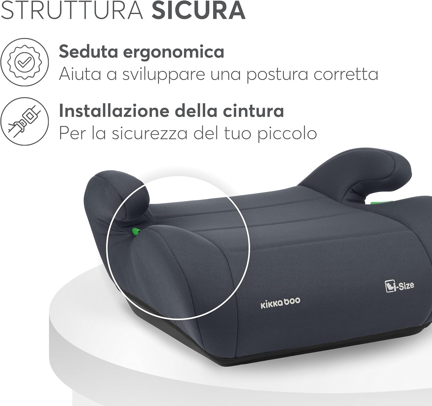 Thumbnail 6 de KikkaBoo i-UP Rialzo auto per bambini i-Size da 125–150 cm (22–36 kg), Gruppo 3, 7–12 anni, colore Grigio