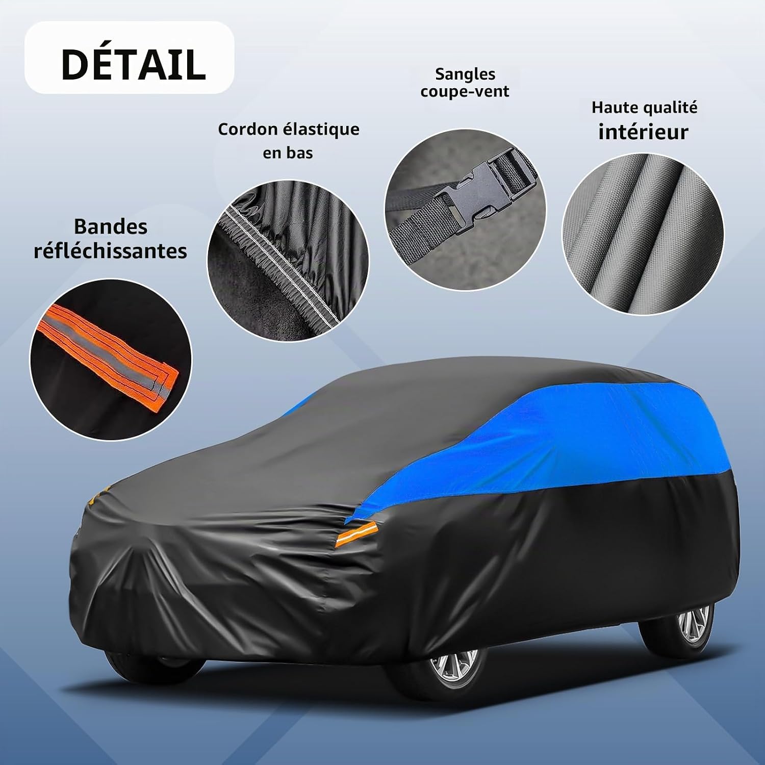 Thumbnail 3 de GUNHYI Housse Voiture Imperméable Respirante pour Mini Cooper 2 portes (F56/F57/F66) – Bleu Noir