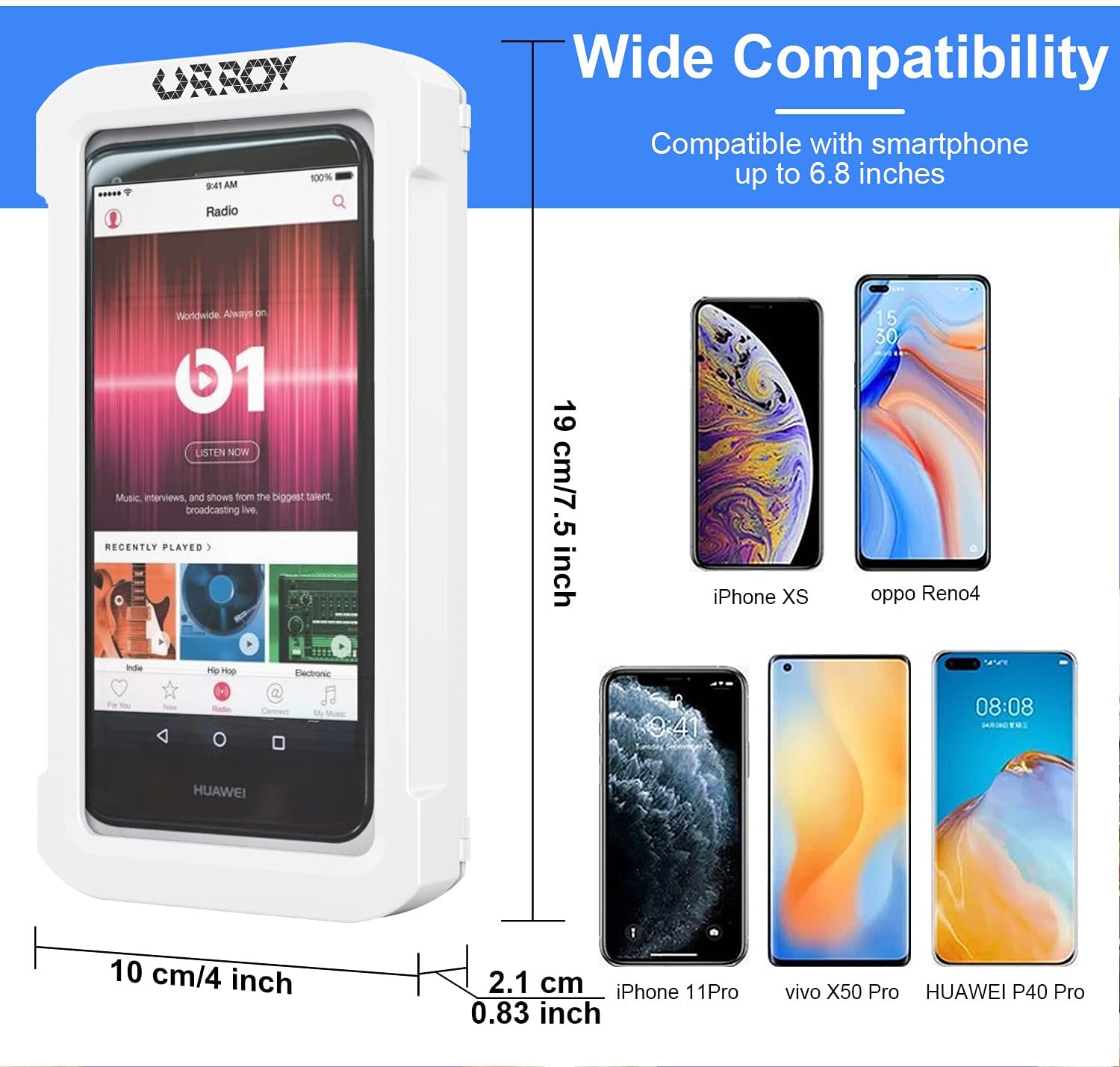 Detalle de URROY Waterproof Shower Phone Holder Case with 360° Rotation and Universal Mount