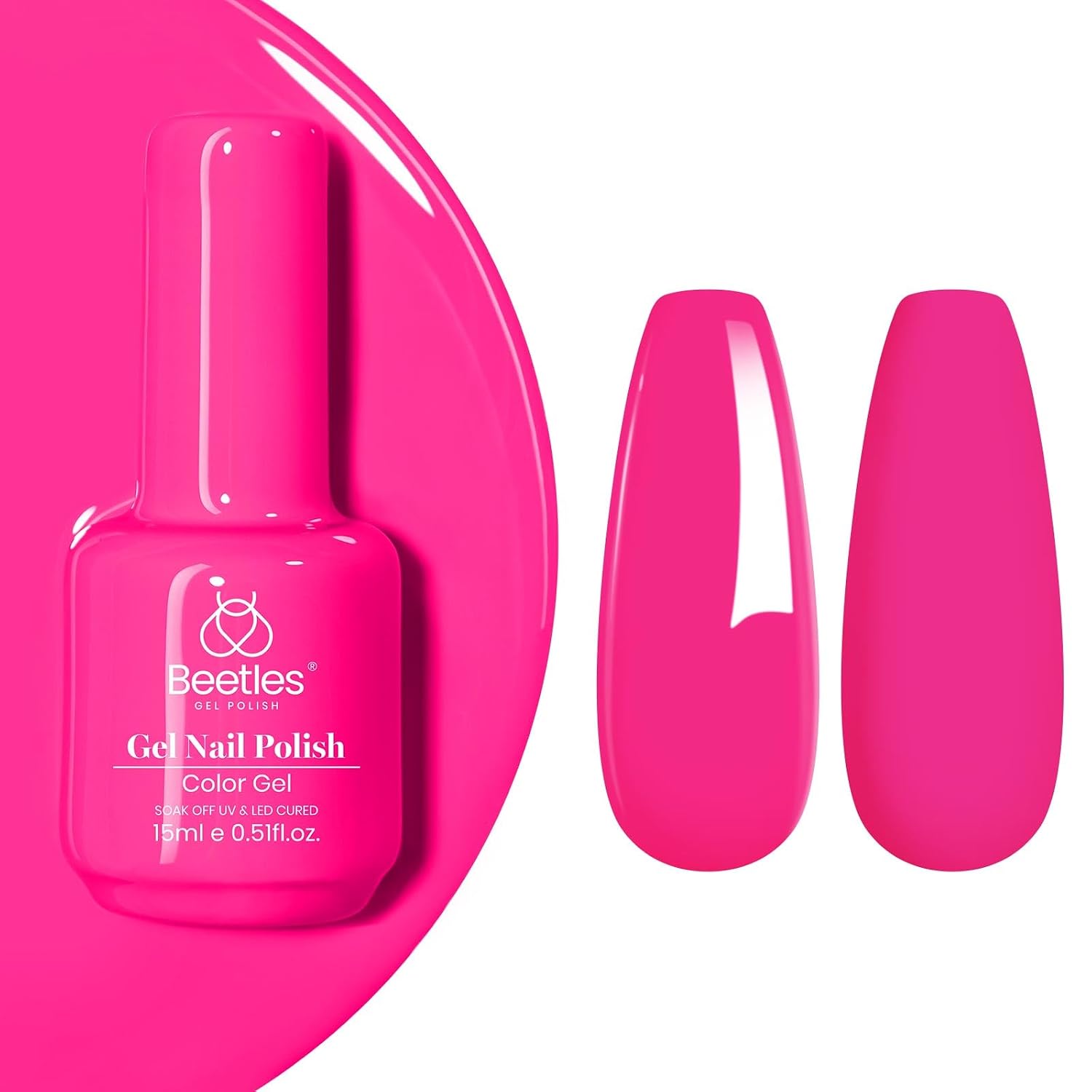 Detalle de Beetles Gel Nagellack Hot Pink, 15 ml – 1 Stück