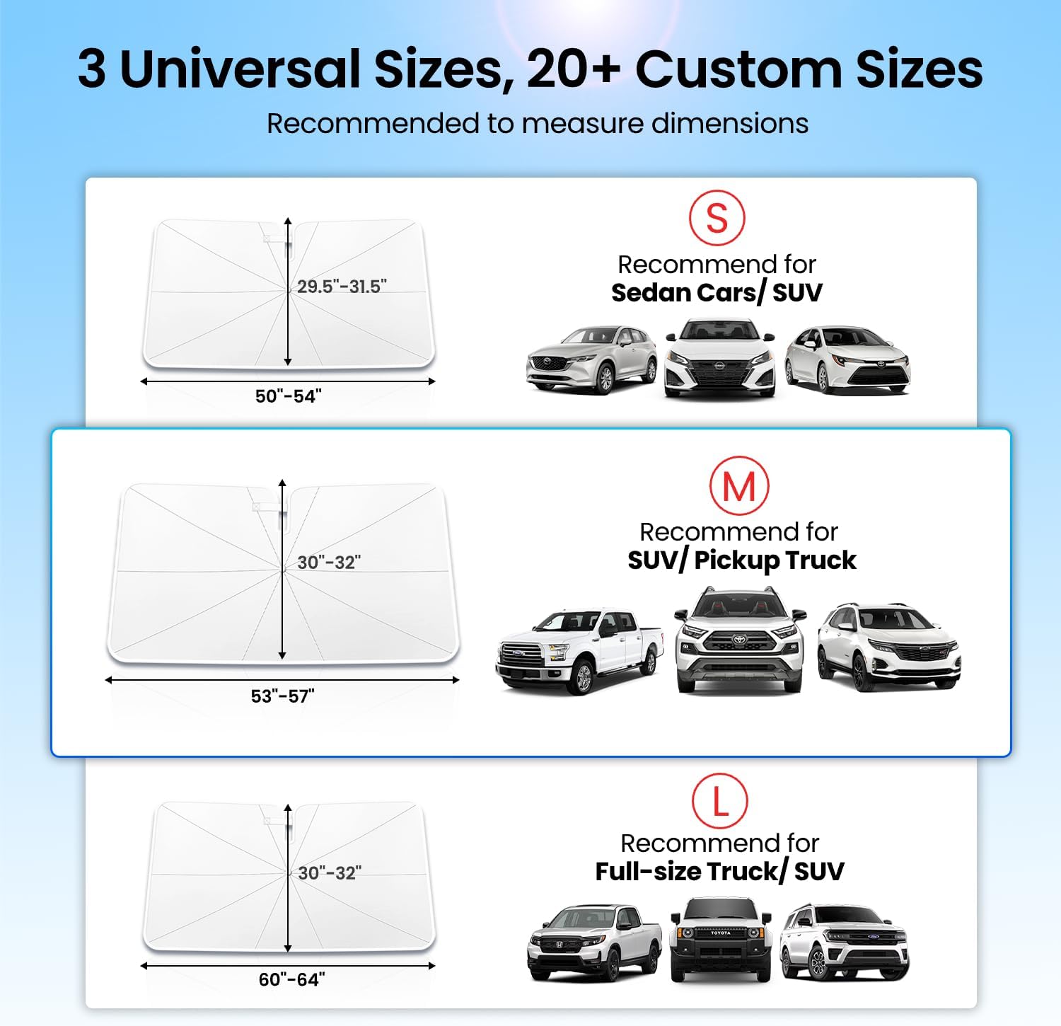Detalle 2 de REEVAA 2026 Upgraded Windshield Sun Shade Umbrella for SUV & Pickup Truck