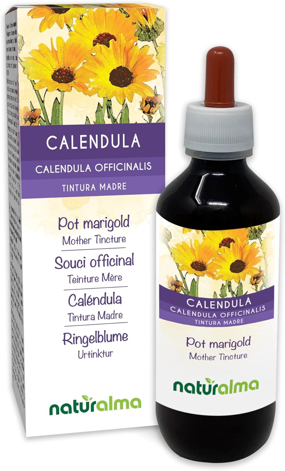 Detalle de Calendula 200 ml Tintura Madre analcoolica in gocce di Naturalma – Estratto liquido concentrato, Vegano e italiano