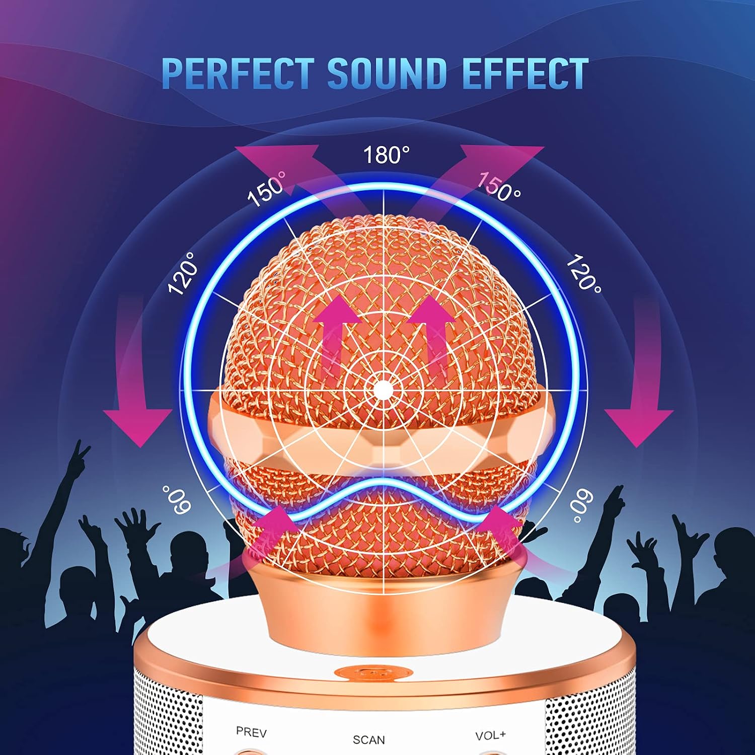 Detalle 2 de Mikrofon Kinder – Bluetooth Karaoke Mikrofon als tragbares Geschenk für Kinder und Teenager