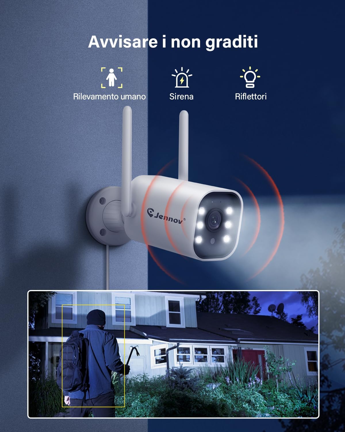 Thumbnail 2 de Jennov 5MP Kit Videosorveglianza WiFi: NVR 10CH con 4 Telecamere e Visione Notturna a Colori