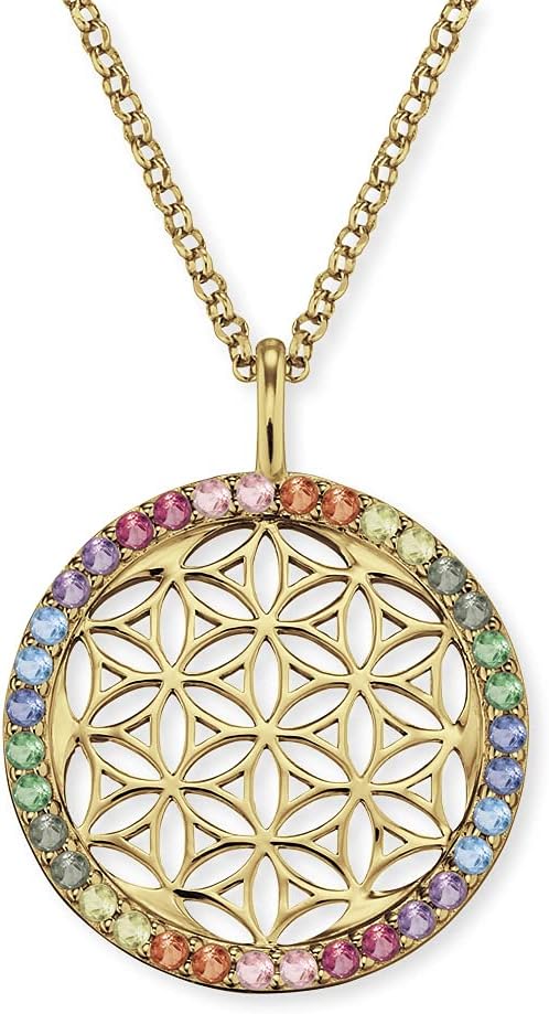 Detalle de Engelsrufer Damen Halskette aus Sterling Silber mit Lebensblume Anhänger – Zirkonia, verstellbar, nickelfrei