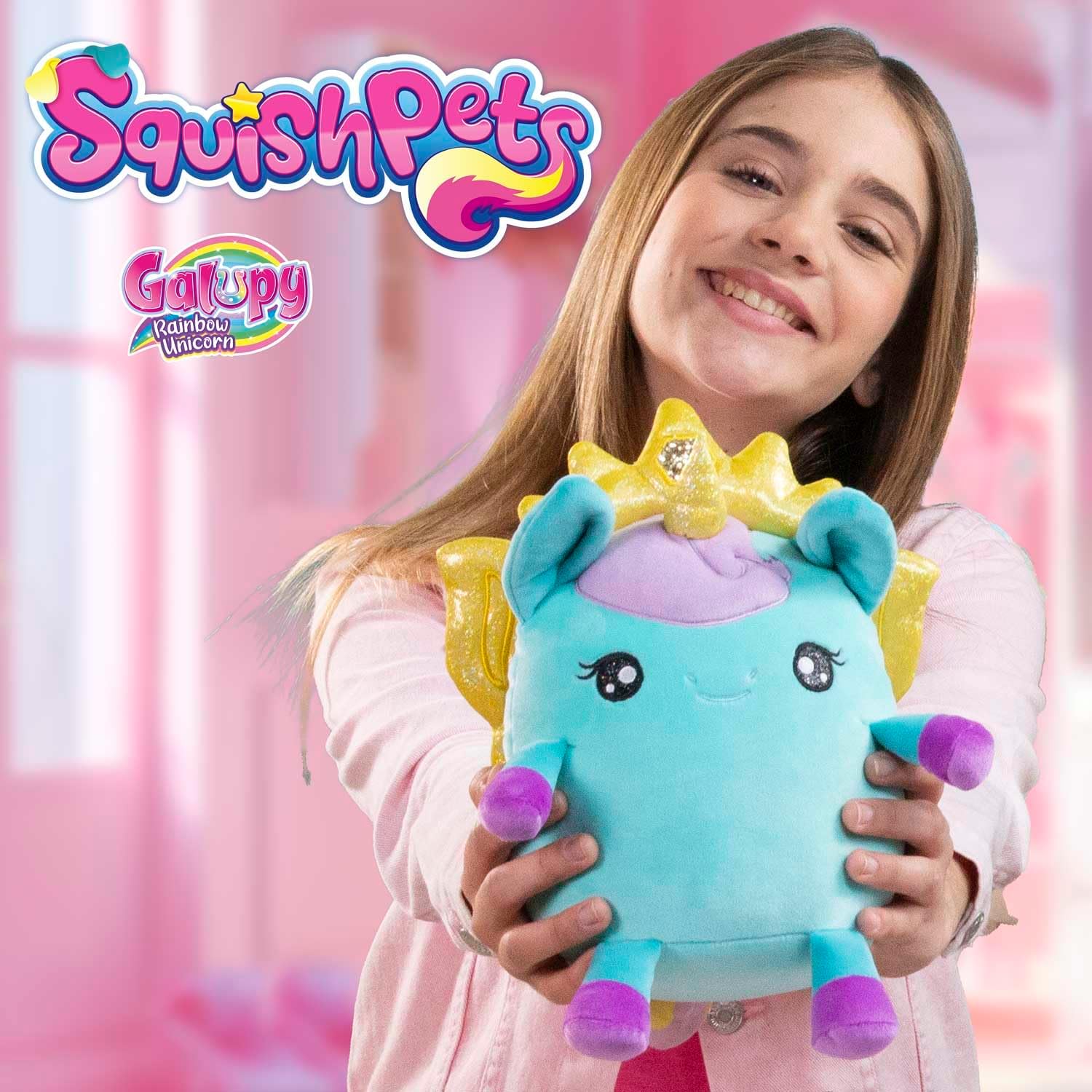 Detalle de SquishPets Galupy Rainbow Unicorn Zoey 19 cm