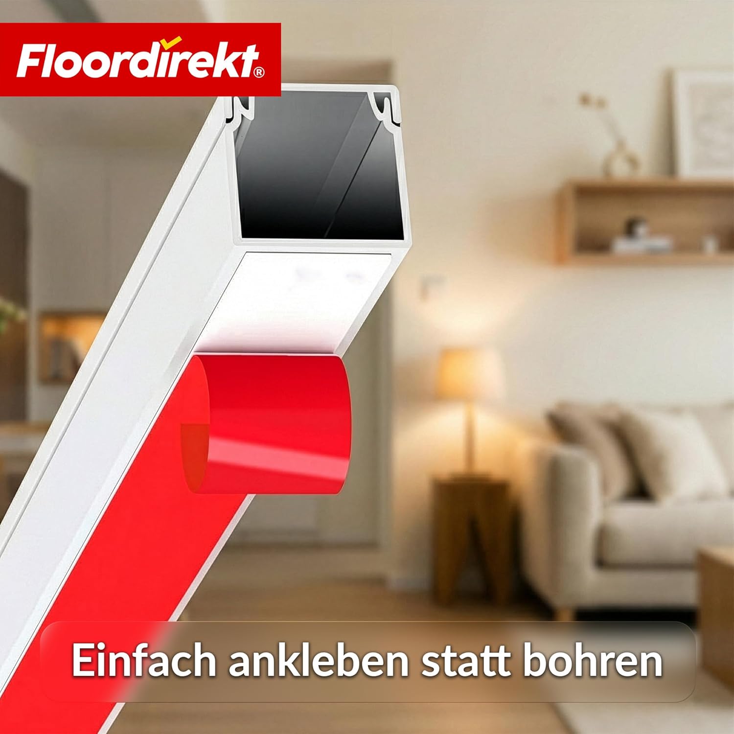 Thumbnail 3 de Floordirekt Kabelkanal Weiß selbstklebend – 1 m, 10 Stück (12×12 mm) – Kabelabdeckung für TV, Wand & Schreibtisch