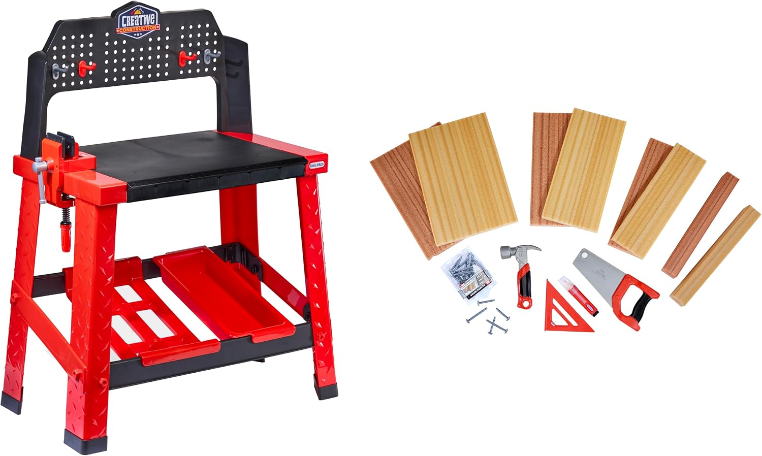 Detalle de Little Tikes 643910 Creative Construction Workbench – warsztat z piankowymi deskami