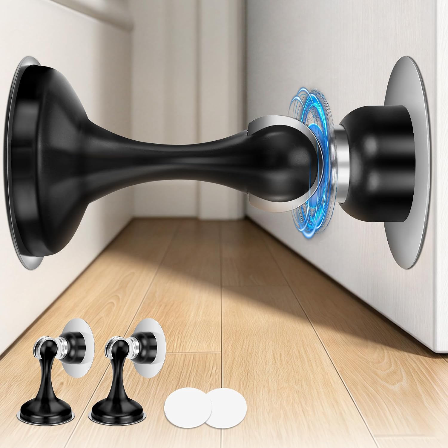 Detalle de Crosize Magnetic Door Stoppers, 2-Pack Stainless Steel, Black