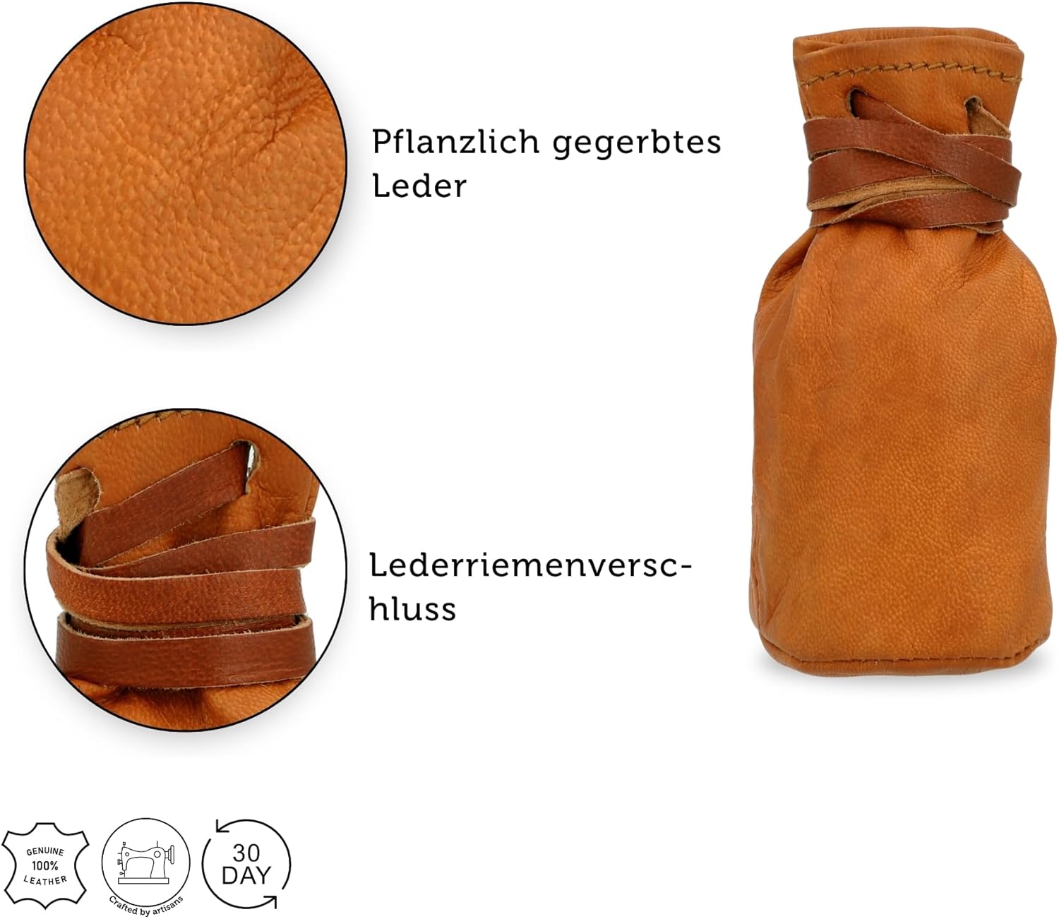 Detalle de Gusti Geldbeutel Leder – Arlo Beutel Säckchen aus Ziegenleder, Vintage Braun