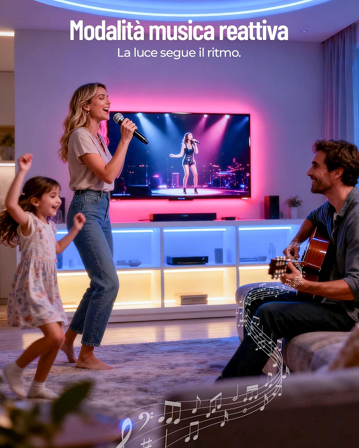 Thumbnail 3 de Beaeet Striscia LED 5 Metri 24V RGB – Striscia LED adesiva 5m con telecomando e App Bluetooth per camera e ambiente