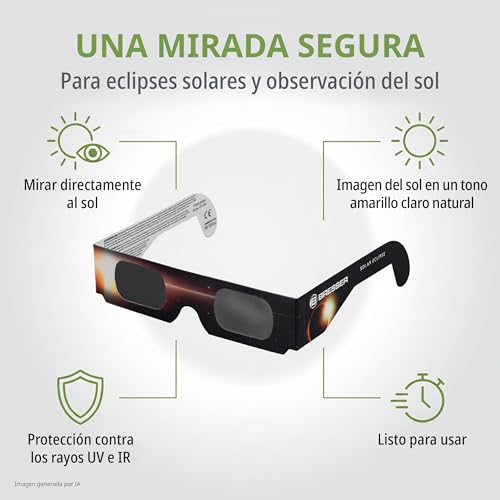 Detalle de Gafas Eclipse Solar BRESSER Design B (Pack 5) homologadas CE ISO 12312-2