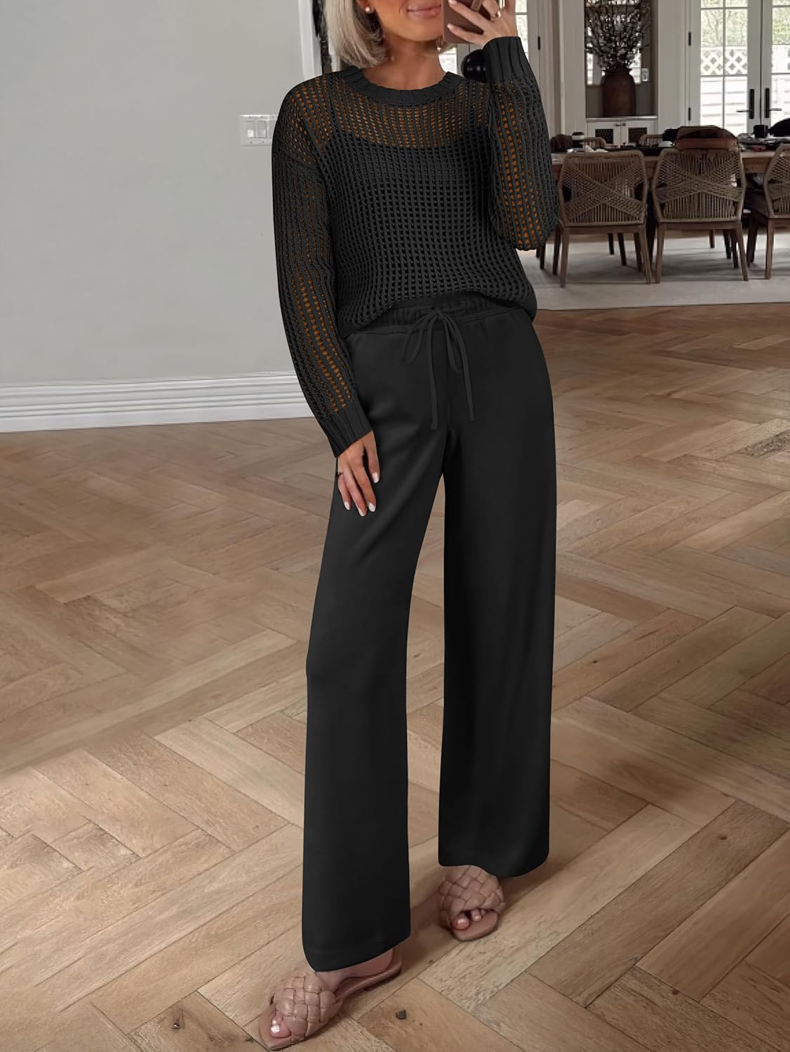 Thumbnail 5 de ANRABESS Women's Crochet Sweater Set