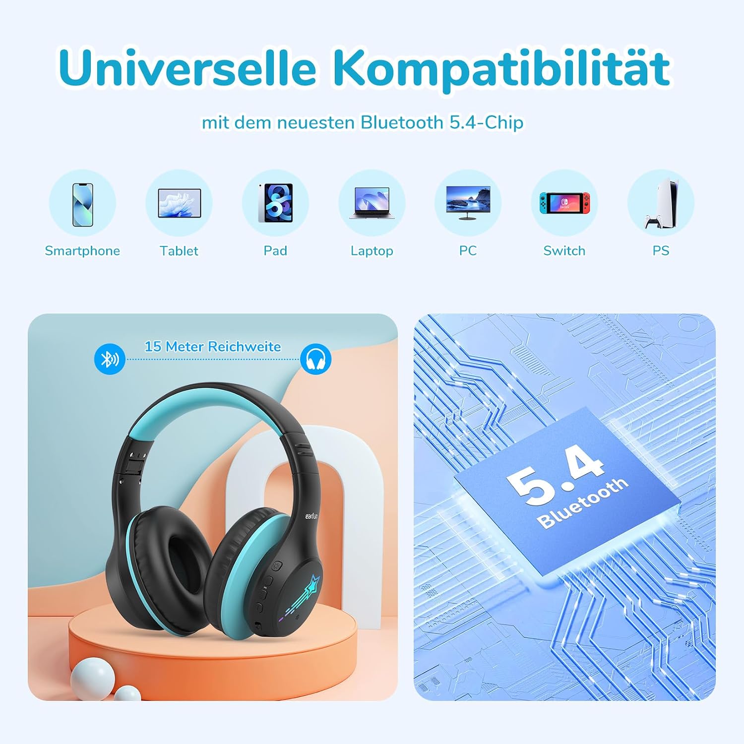 Thumbnail 6 de EarFun Kinder Bluetooth-Kopfhörer mit 90 Std