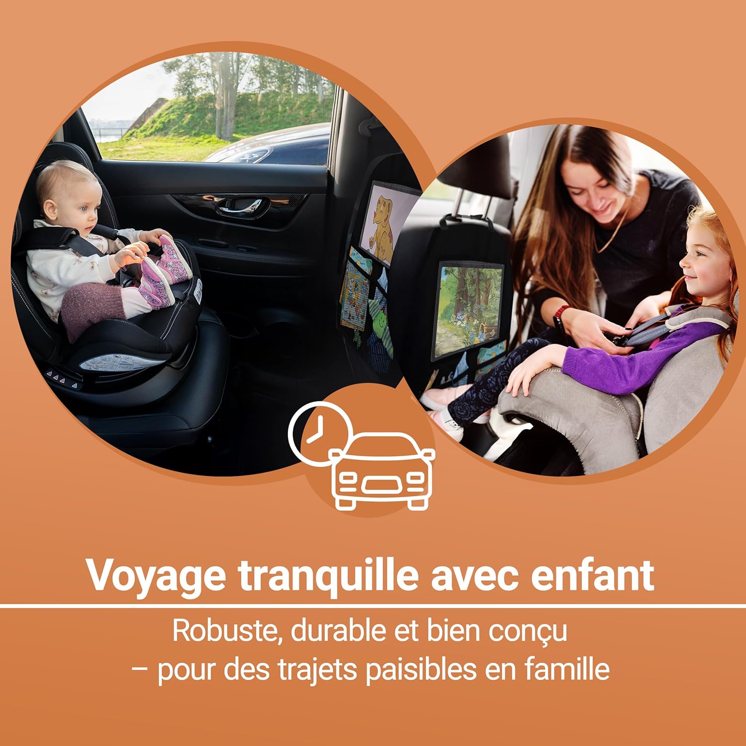 Thumbnail 1 de Zamboo Organisateur Voiture Enfant avec pochette tablette (jusqu’à 11") pour protéger le dossier et ranger | Noir