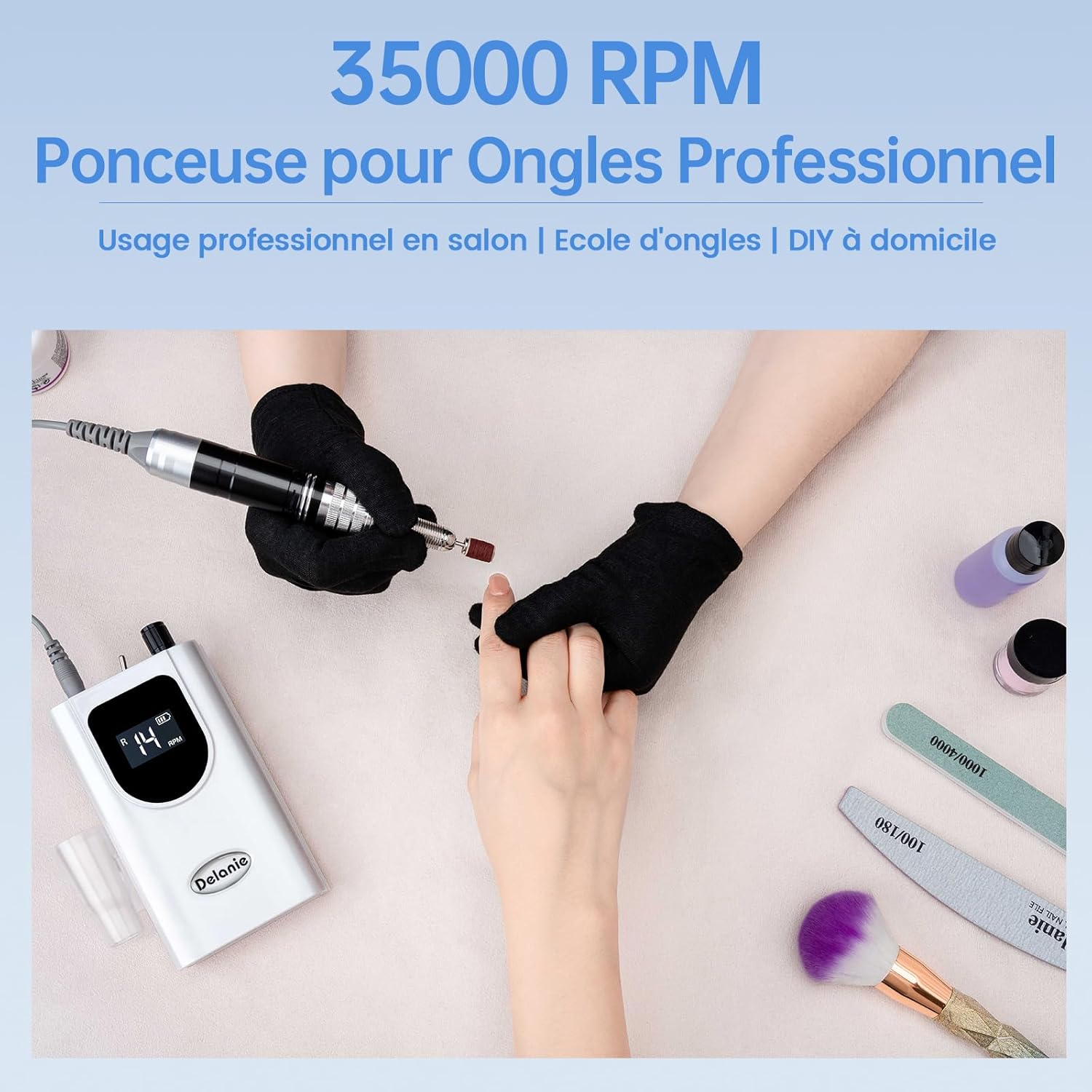 Thumbnail 5 de Delanie Ponceuse à Ongles Professionnelle – 35 000 tours/min, sans fil, LCD intelligent