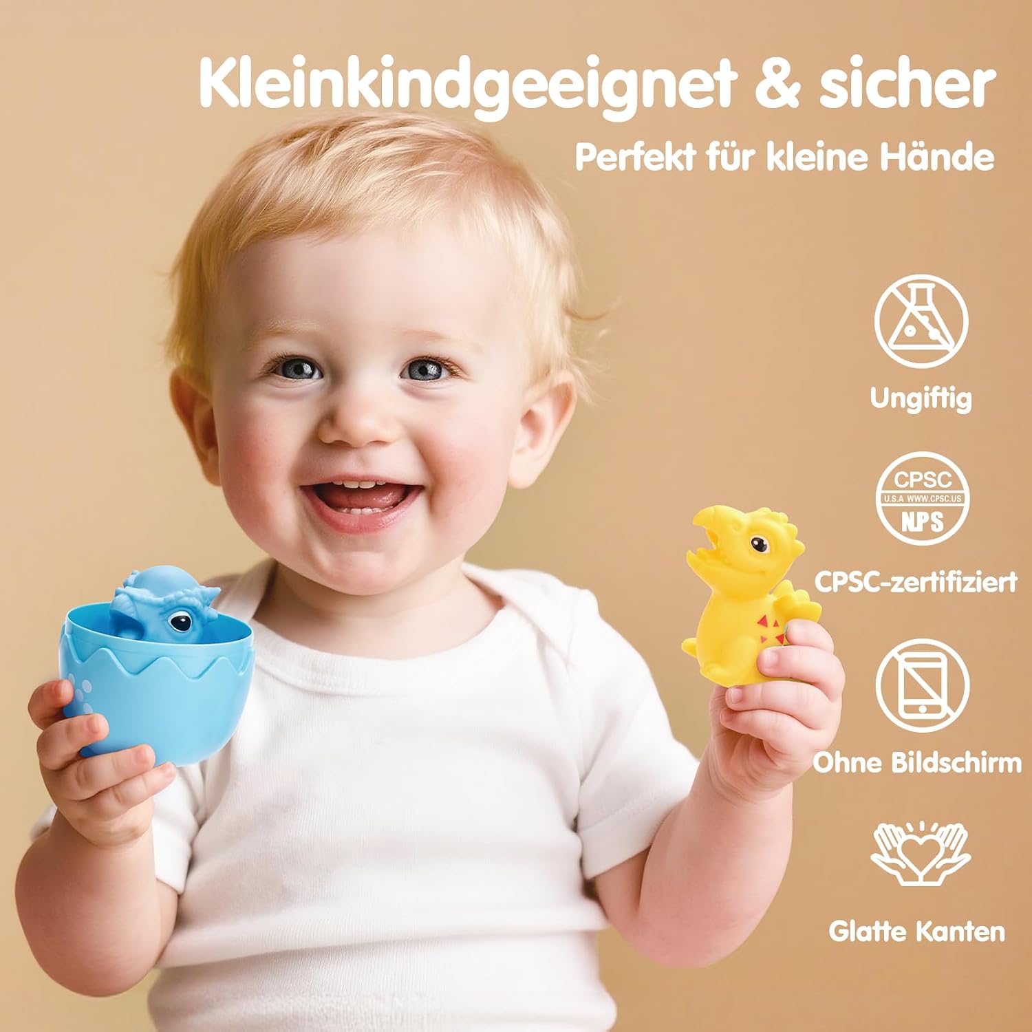 Detalle de Hahaland Dinosaurier Montessori Spielzeug 2 Jahre – Zug, Eier, Fingerpuppen & Sticker