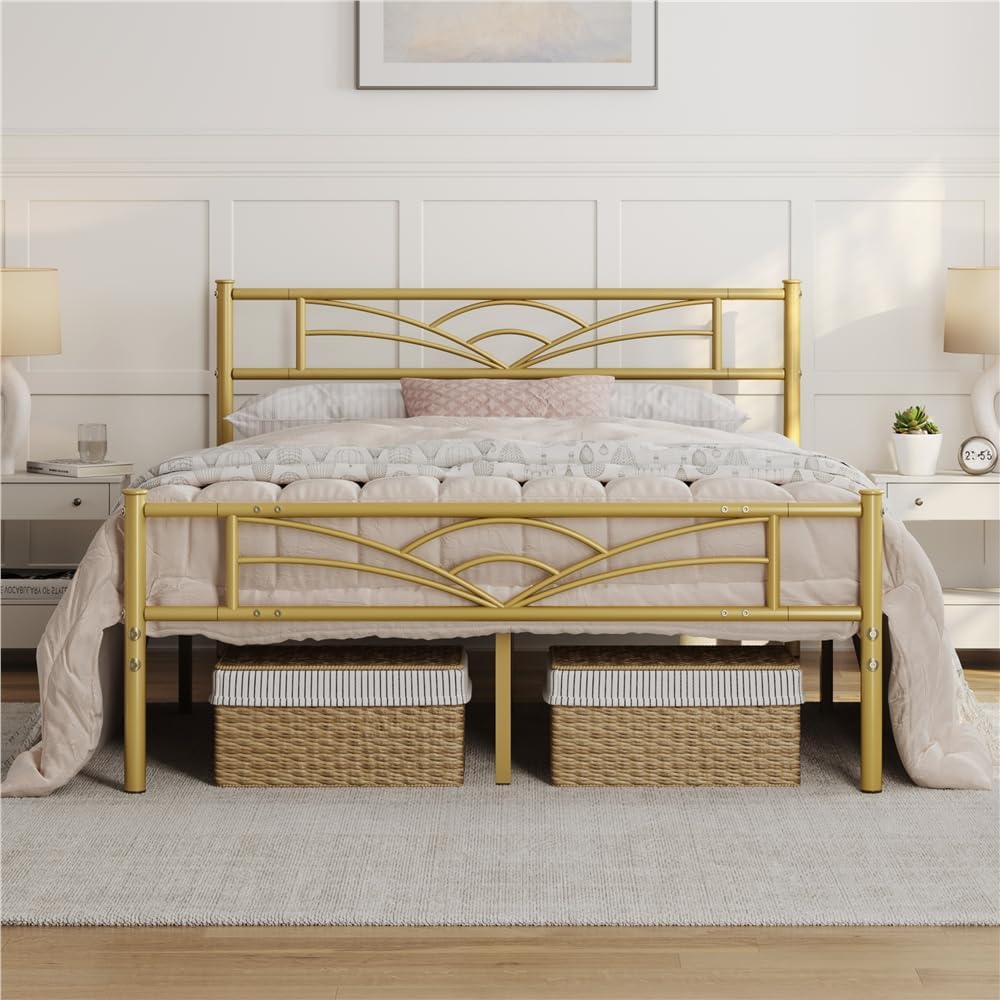 Detalle 2 de Yaheetech Struttura Letto Singolo in Ferro con Spazio Aggiuntivo e Testiera a Nuvole – 90 x 200 cm, Bianco
