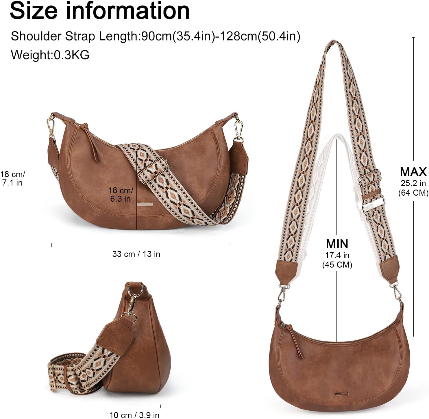 Detalle de Gladdon Women's Crossbody Bag with Boho Strap – Faux Leather Crescent Bag for Everyday Use