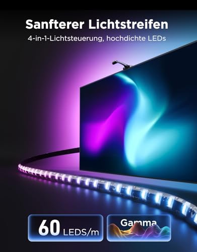 Detalle de Govee TV Hintergrundbeleuchtung 3 Dual-Kamera: RGBWIC 60 LEDs/m für immersive Farberlebnisse