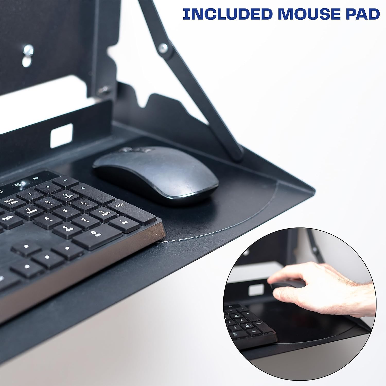 Detalle 2 de VIVO Mount-FDKB1 Wall-Mounted Keyboard Tray, Folding 24-Inch Platform with Mouse Pad