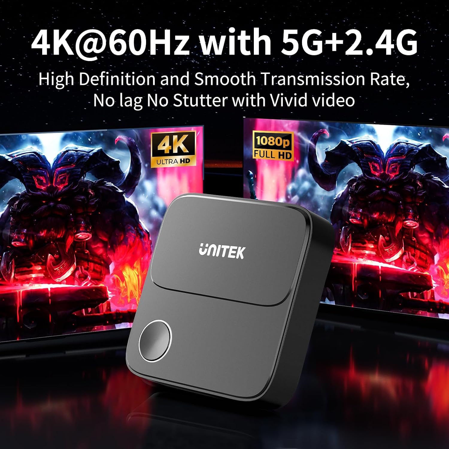 Detalle 2 de UNITEK Adaptateur dongle d’affichage HDMI sans fil 4K double bande 2,4/5 GHz (récepteur TV pour mirroring)