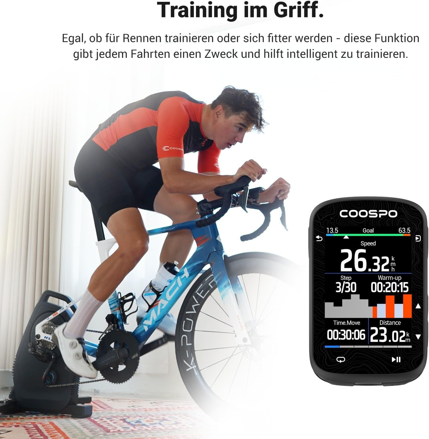 Thumbnail 6 de CooSpo Farbtouchscreen GPS-Fahrradcomputer CS600 mit Bluetooth/ANT+, Routennavigation und 36-Stunden-Akku