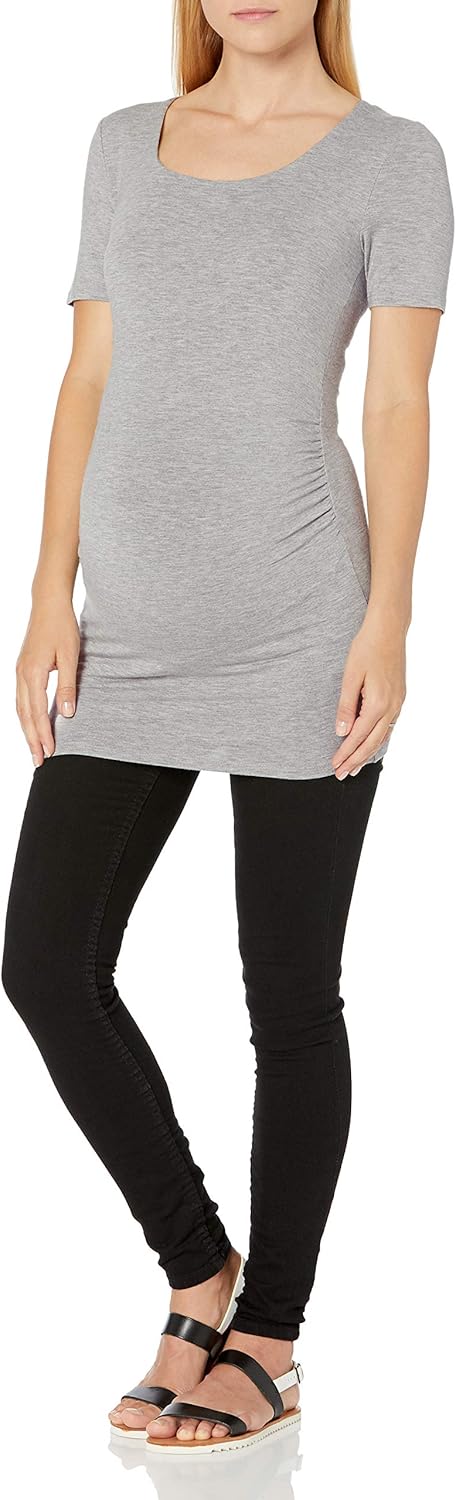 Thumbnail 3 de Amazon Essentials Damen Umstands-T-Shirt mit U-Ausschnitt und Raffung – 2er-Pack (Kurzarm)