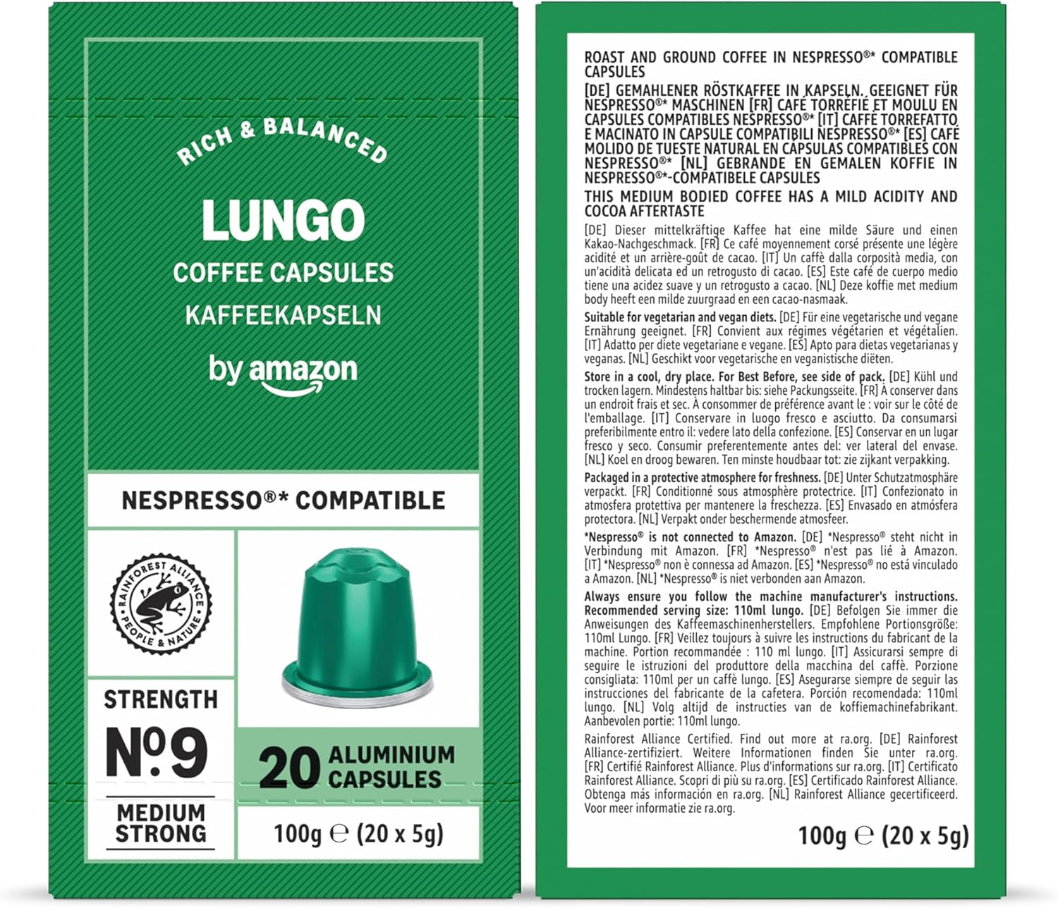Detalle de By Amazon Variety Pack: Aluminium Coffee Pods for Nespresso (100 Count) – Rainforest Alliance Certified
