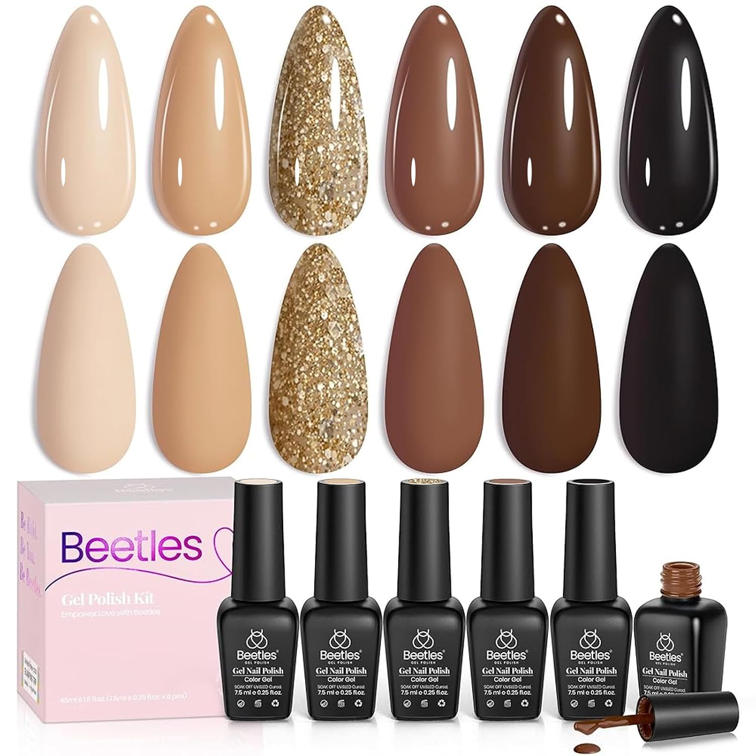 Detalle 2 de Beetles Rot UV Gel Nagellack Set – 6 Farben (7,5 ml) für DIY Gel Polish & Nail Art mit LED/UV-Lampe