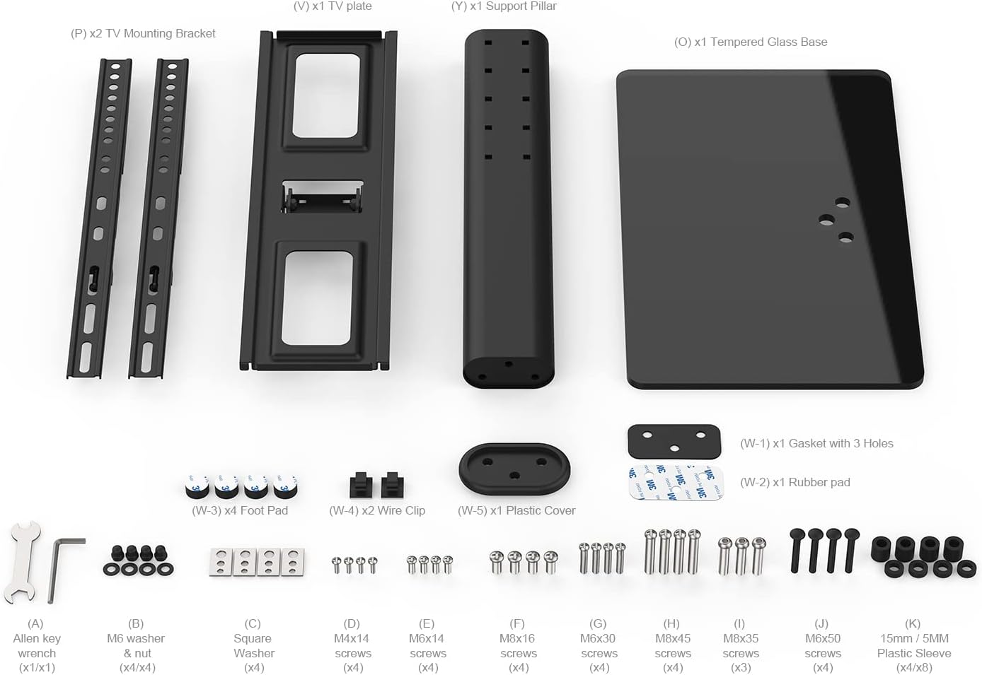 Thumbnail 6 de GRIFEMA GB1005 Universal TV Stand for 26–55 inch TVs (Swivel, Height Adjustable, 8mm Tempered Glass Base)