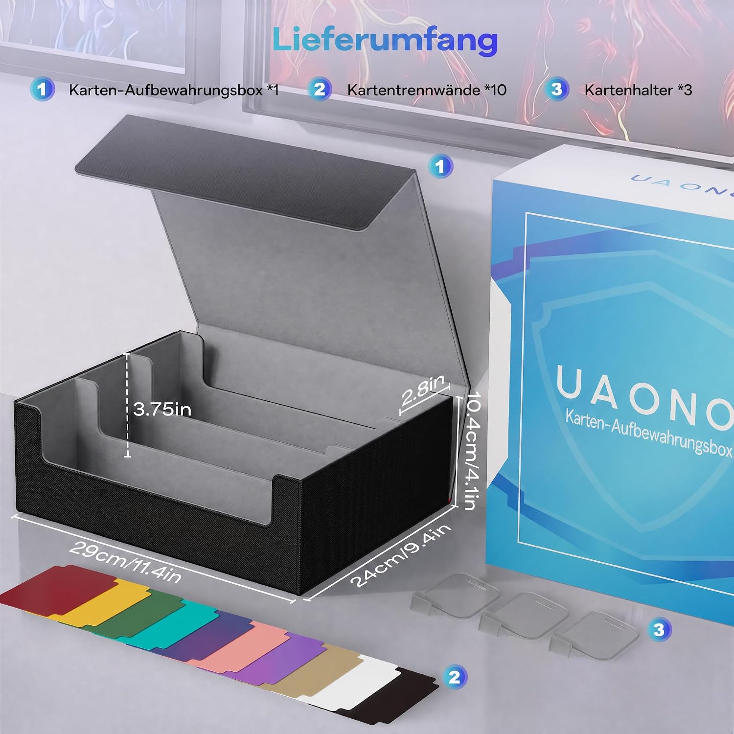 Thumbnail 6 de UAONO Sammelkarten-Aufbewahrungsboxen – Premium Magnete Deck Box aus Leder, 1800+ Karten容量