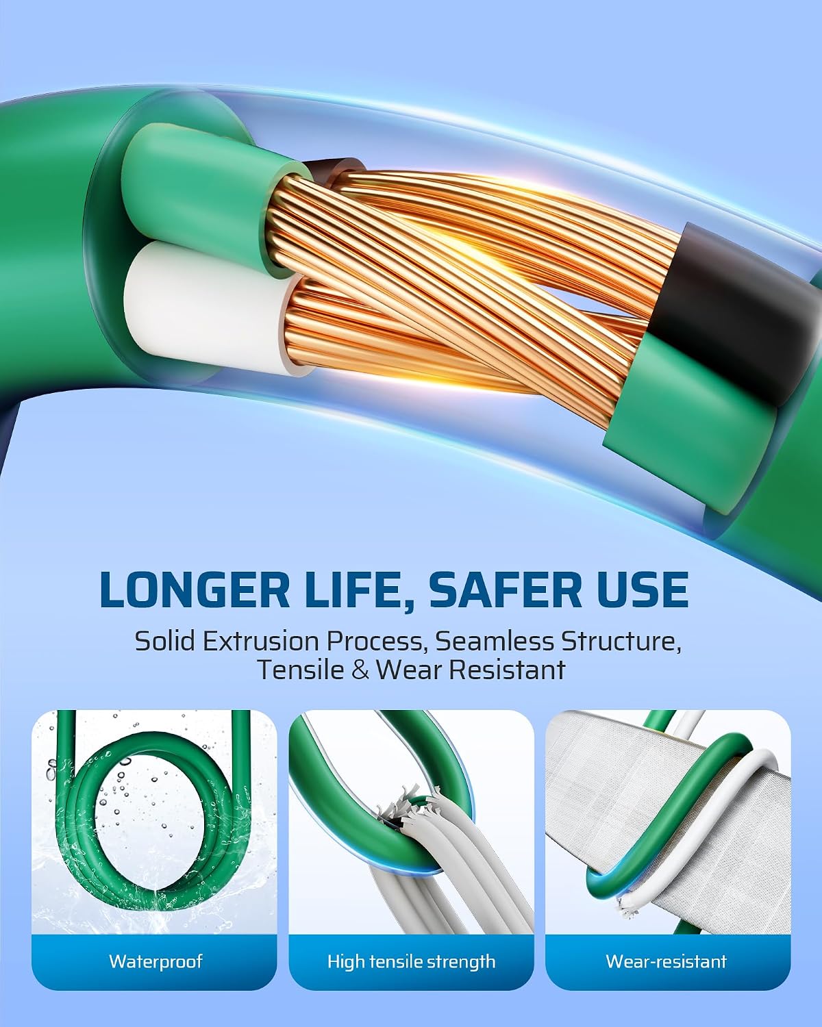 Thumbnail 6 de DEWENWILS LA004H 25FT Outdoor Extension Cord, 3 Outlets, 16/3C SJTW