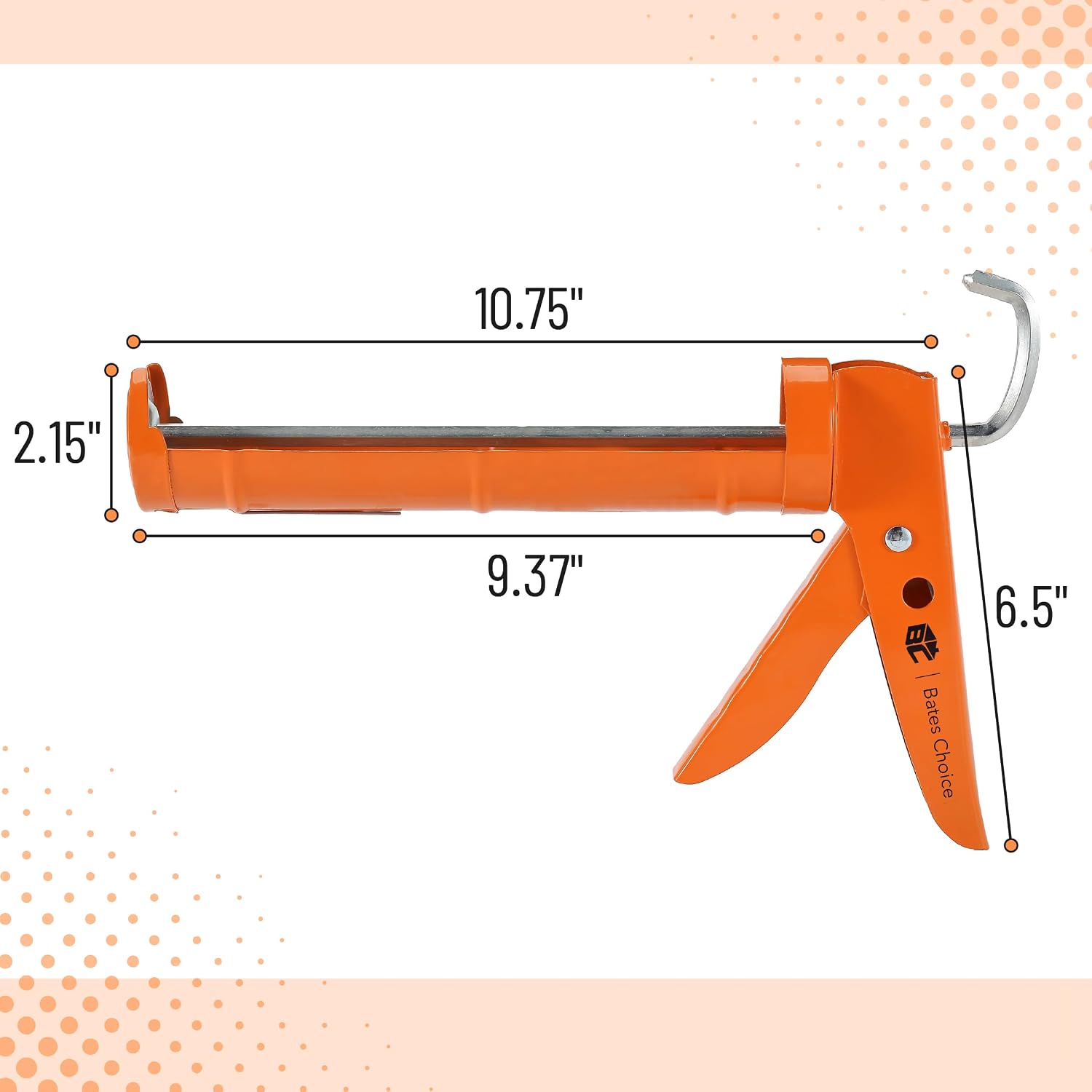 Detalle 2 de Bates Choice CG01 Caulking Gun, 10:1 Thrust Ratio, Orange No-Drip Tool