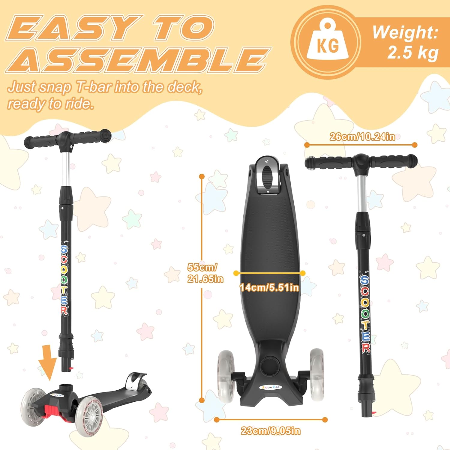 Thumbnail 5 de KORIMEFA 3 Wheel Kids Scooter for Ages 3–12 with Lean-to-Steer and Light-Up Wheels