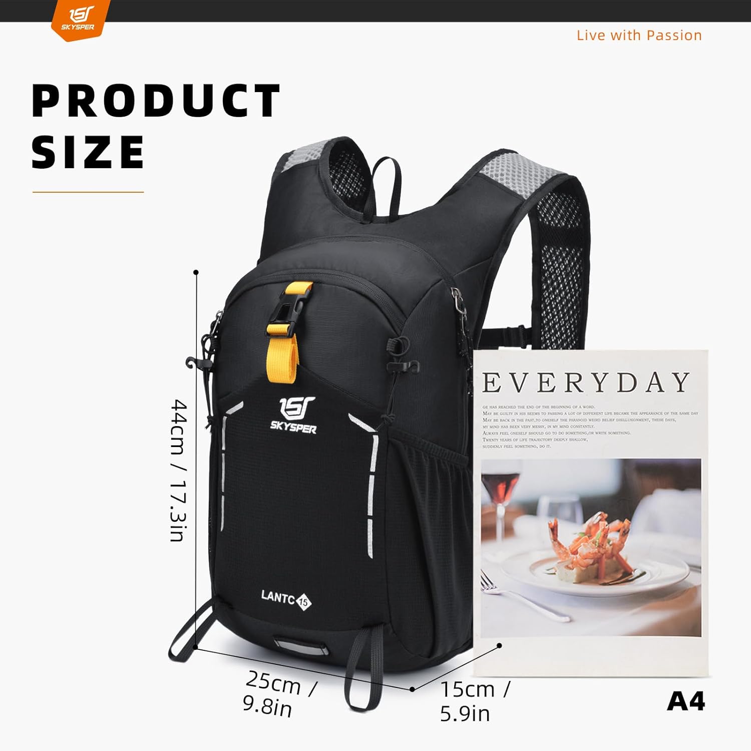 Thumbnail 5 de SKYSPER Wanderrucksack 15L – leichter Tagesrucksack für Herren zum Wandern, Tagesausflüge & Reisen