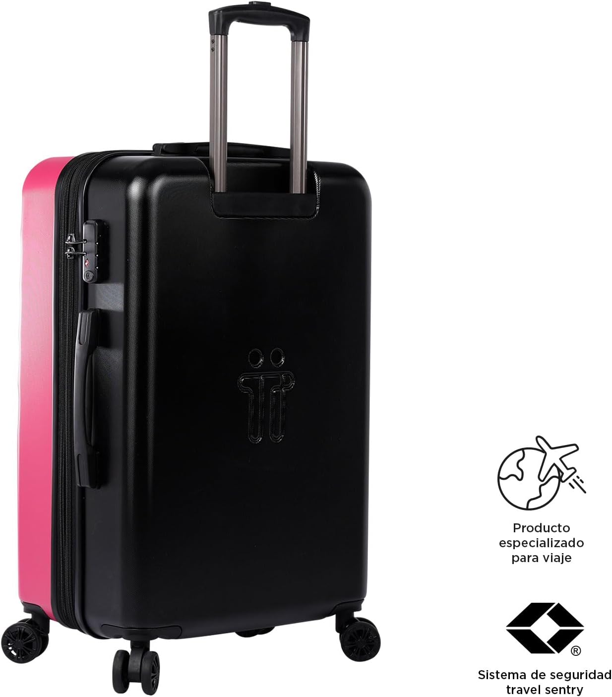Detalle de Totto Brazy+ valigia rigida espandibile media con sistema TSA e texture rosa Deco rose